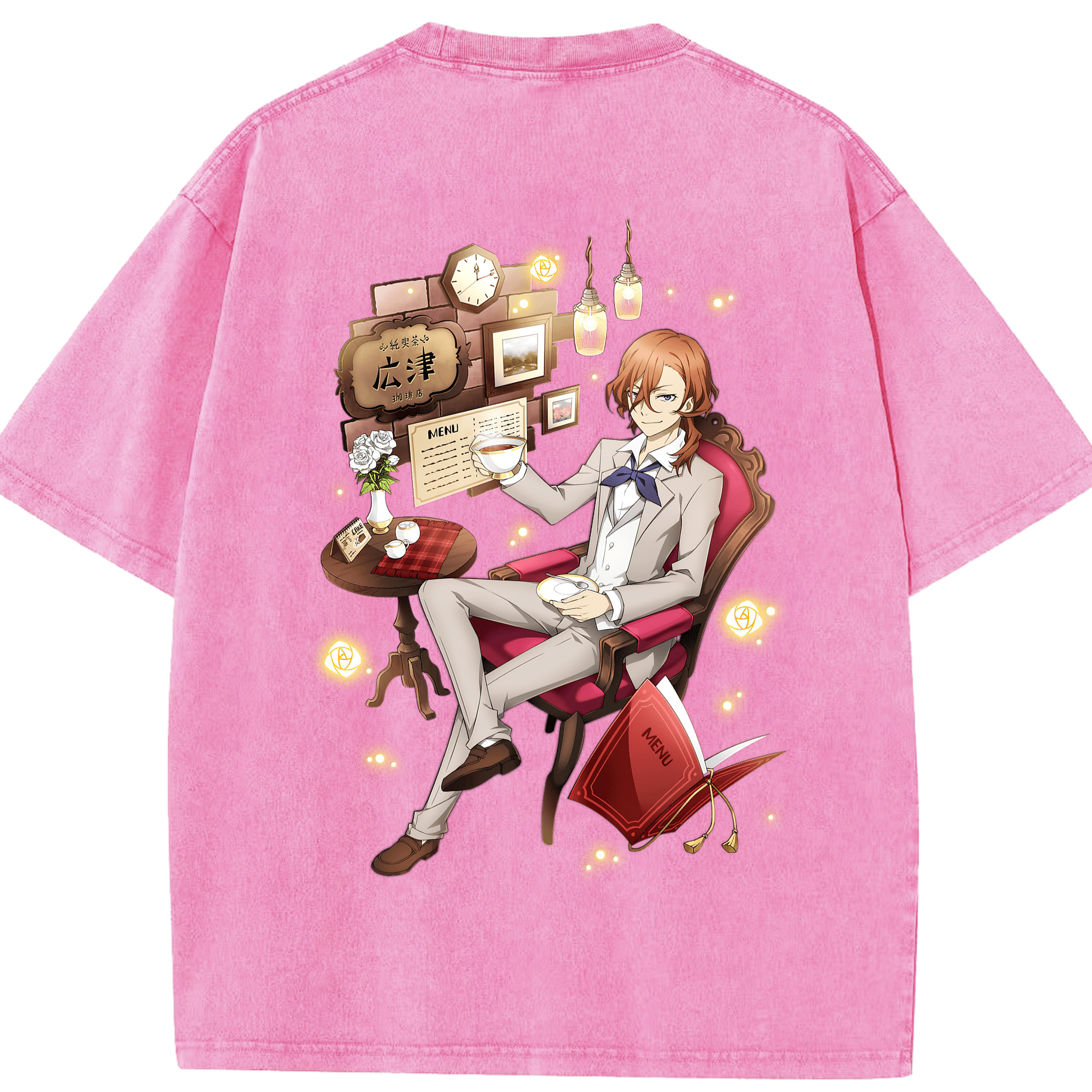 （画像用） 文豪ストレイドッグス Bungo Stray Dogs 綿100% ヴィンテージ風 半袖Tシャツ（背面プリント）